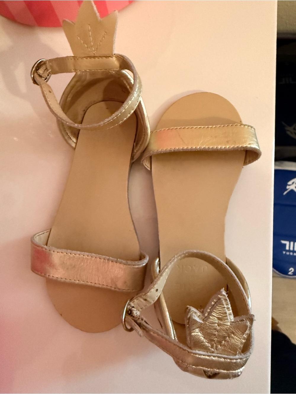 Janie & Jack toddler girl size 9 PINEAPPLE CUTWORK METALLIC SANDAL